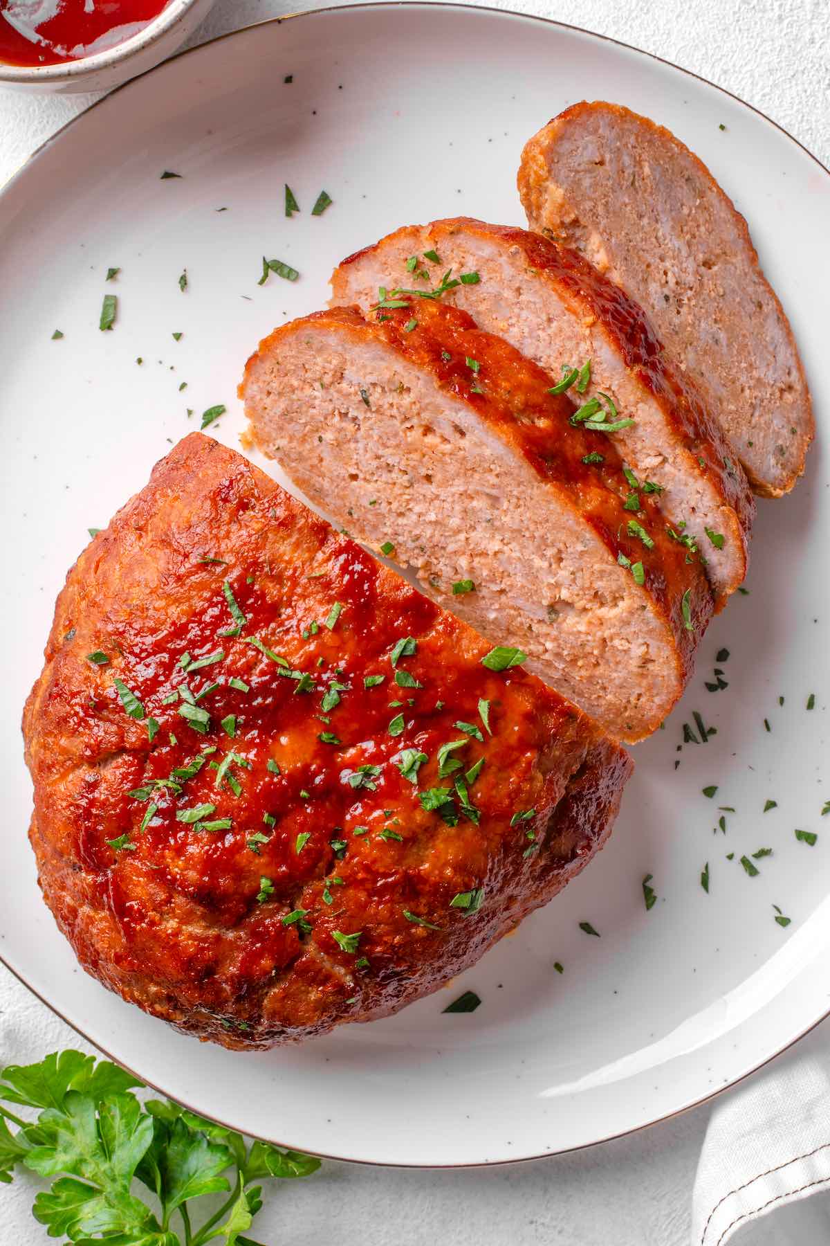 turkey meatloaf with a glaze on top.