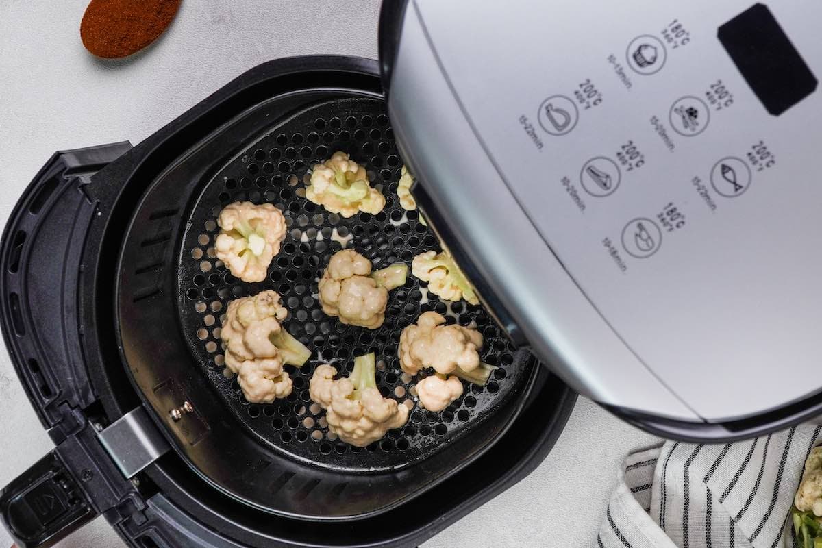 battered cauliflower in the air fryer.