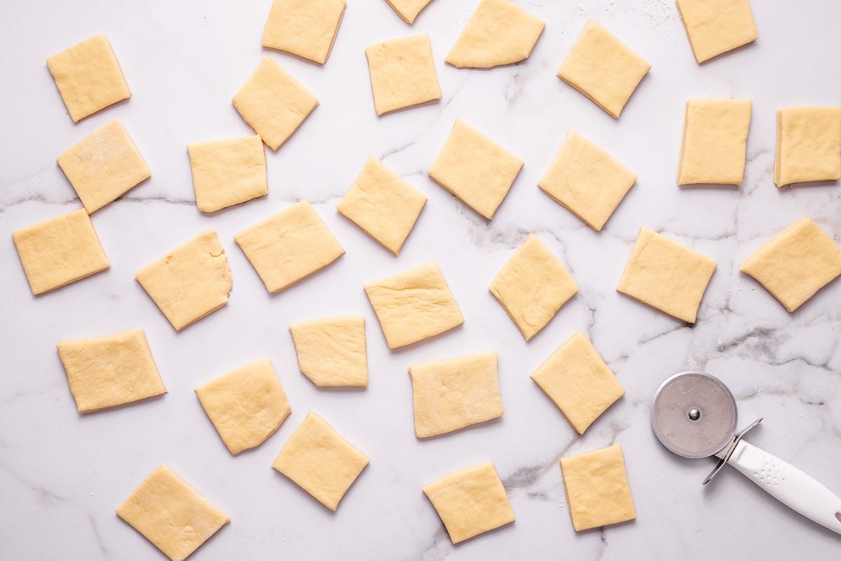 cut out pieces of dough.