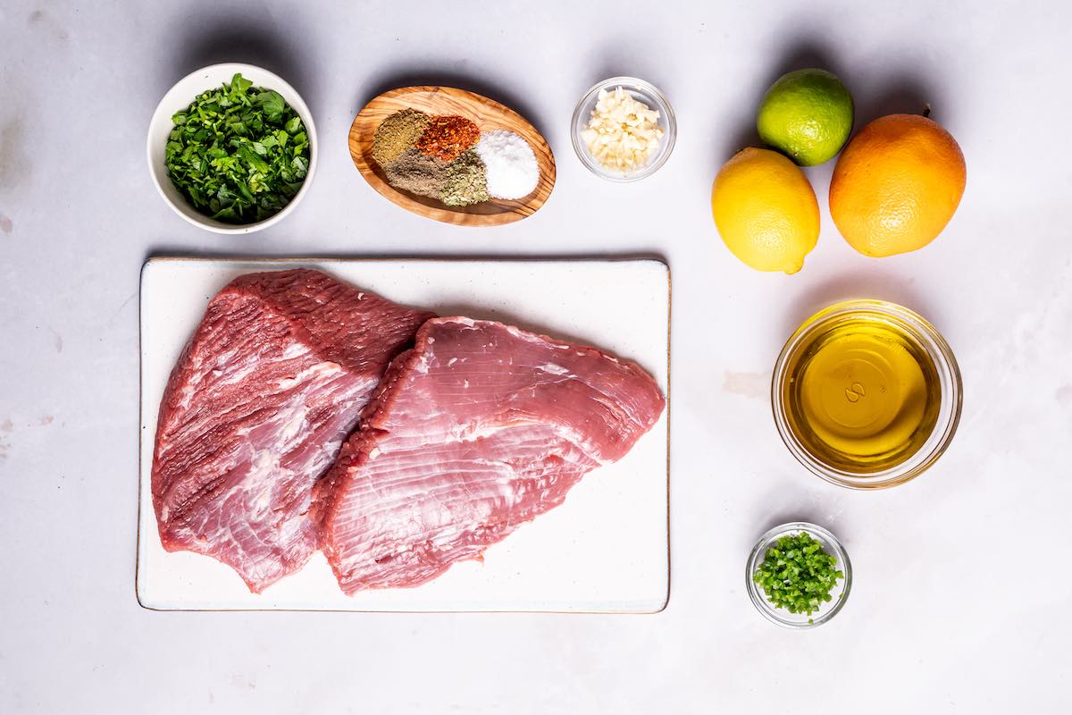 marinade ingredients and steak.