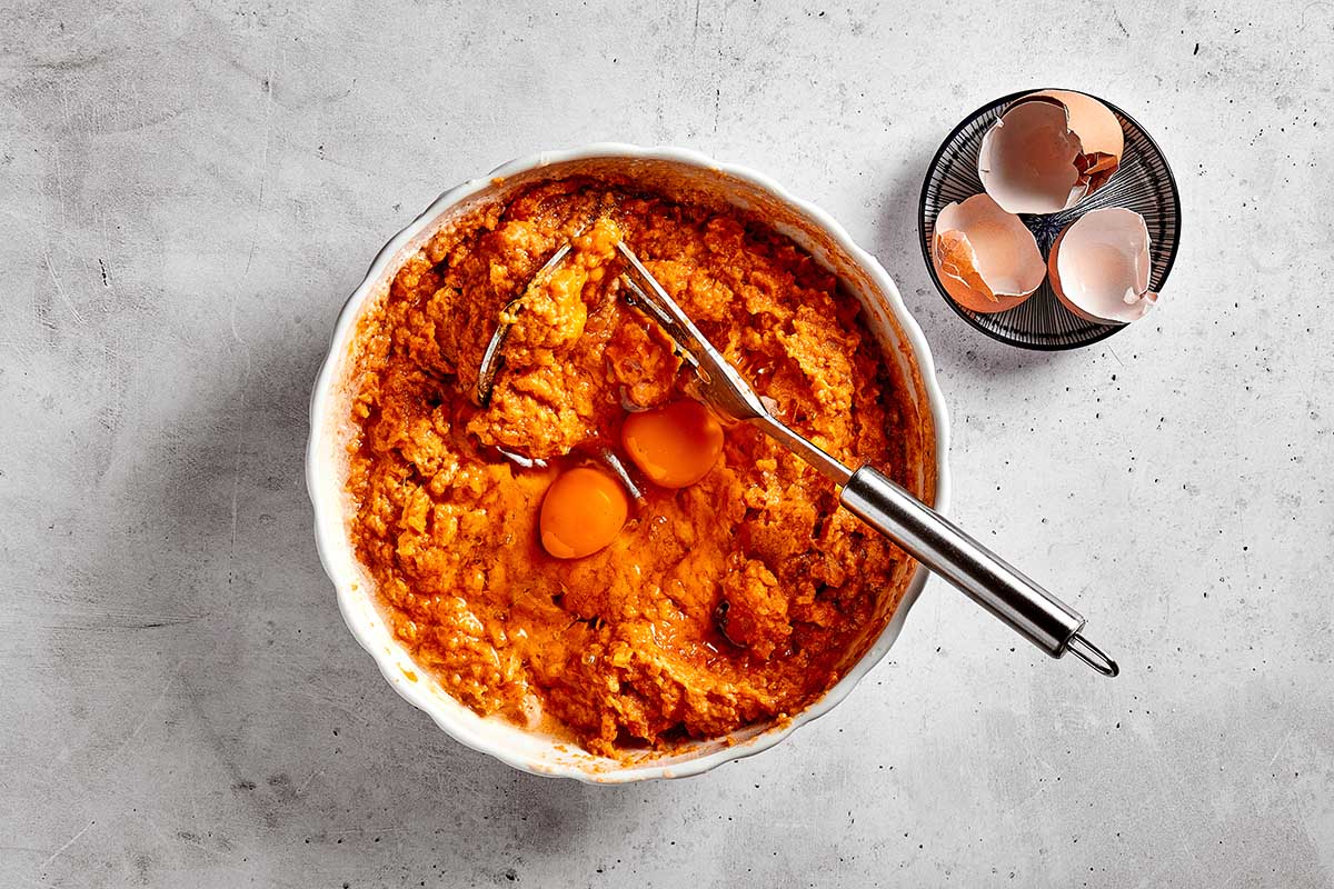 sweet potato mixture in a bowl.