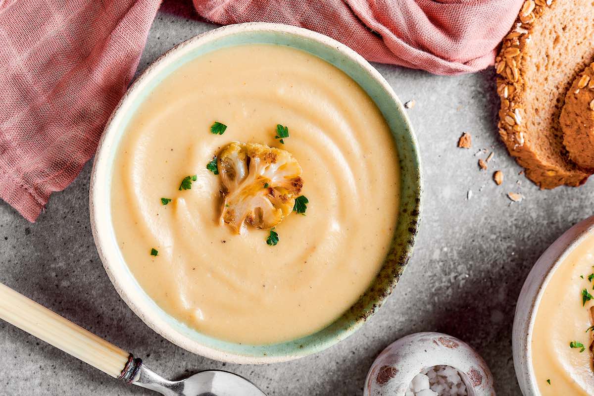 pureed and blended cauliflower soup.