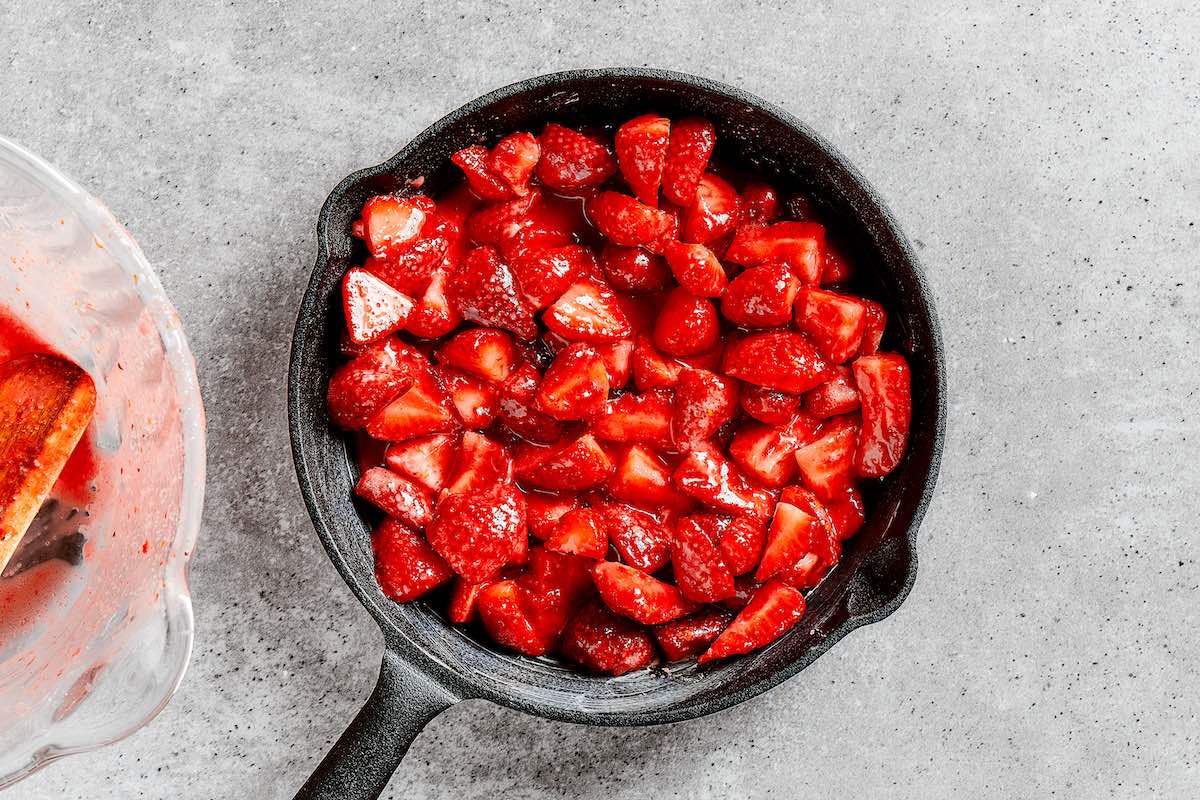 strawberry mixture in skillet.