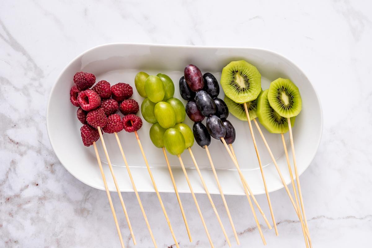 skewered fruit.