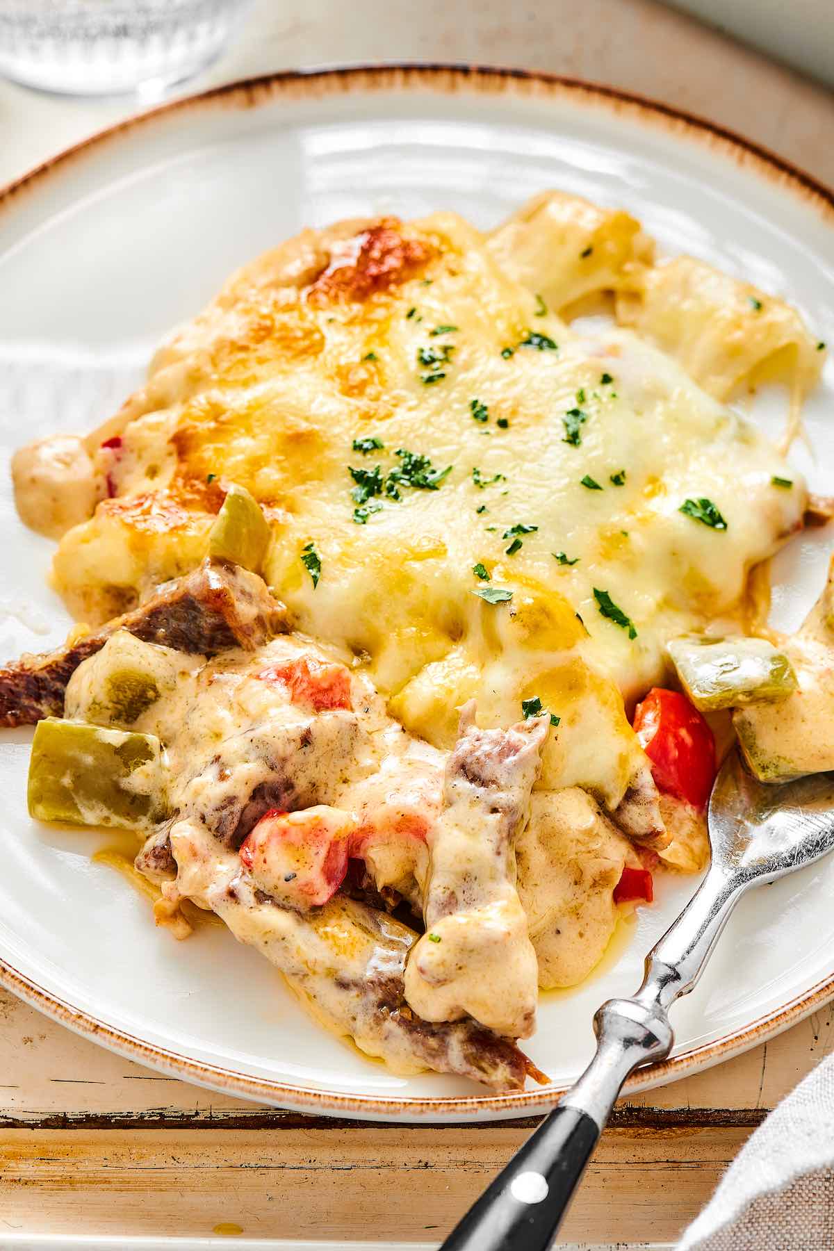 cheesesteak casserole.