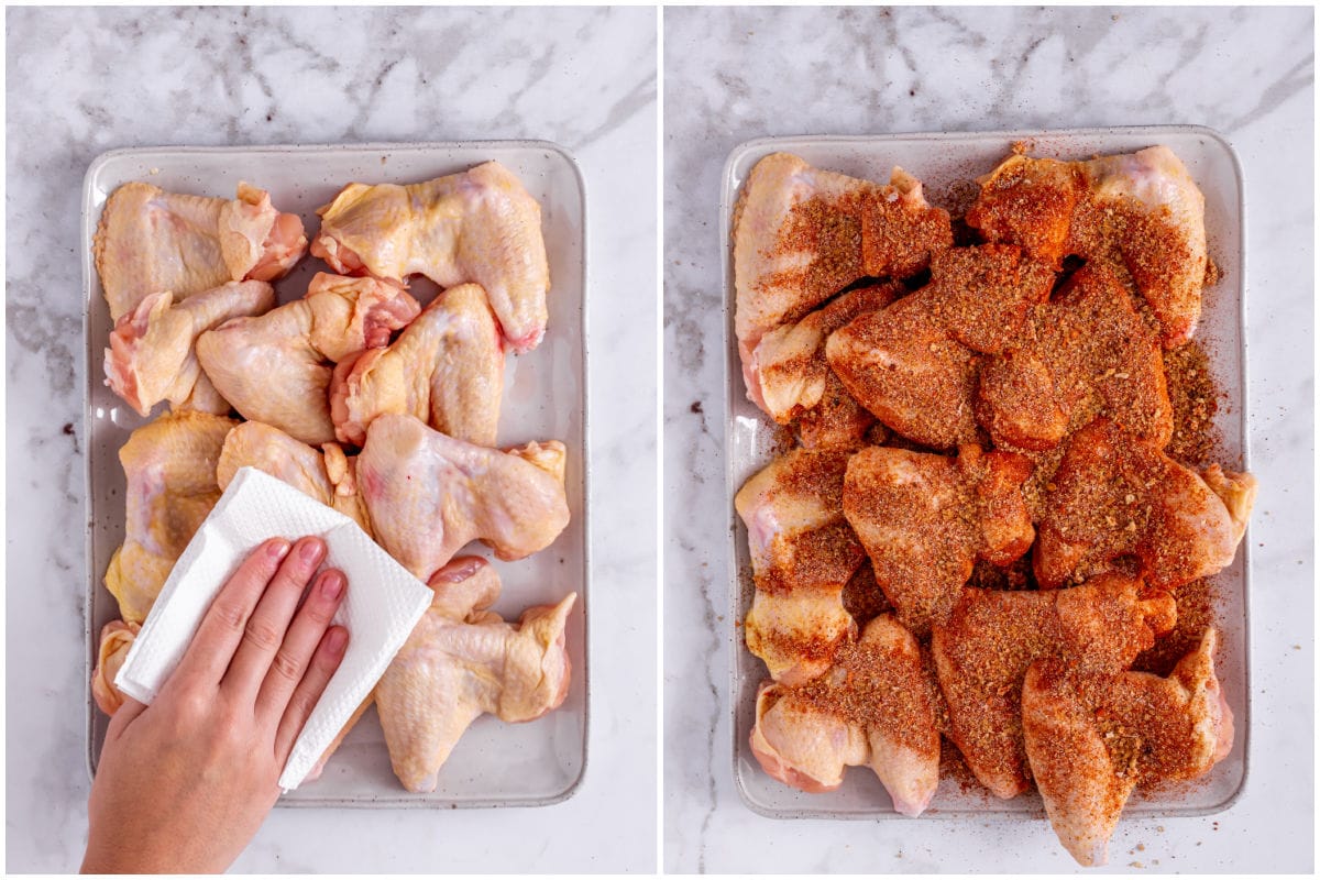 seasoned raw chicken wings.