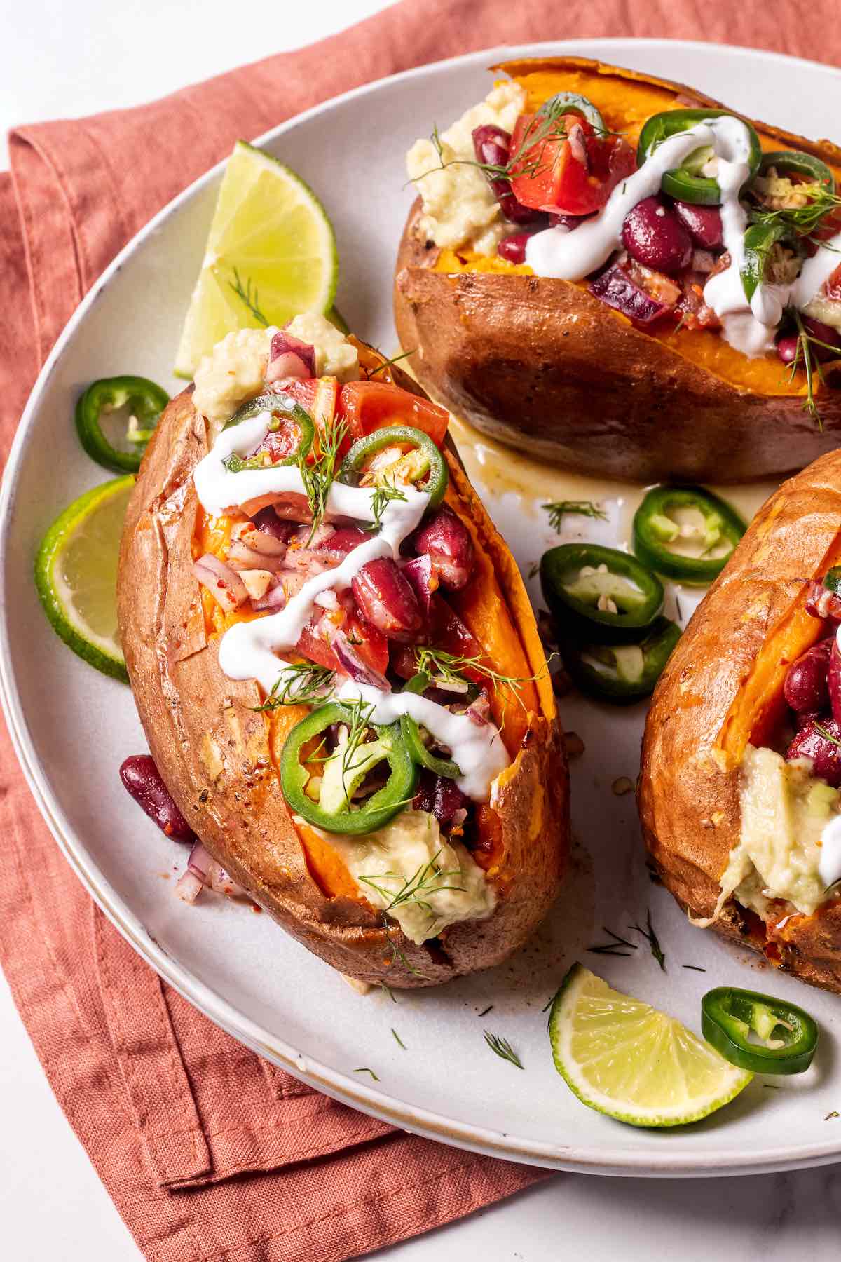 stuffed sweet potato with fillings.