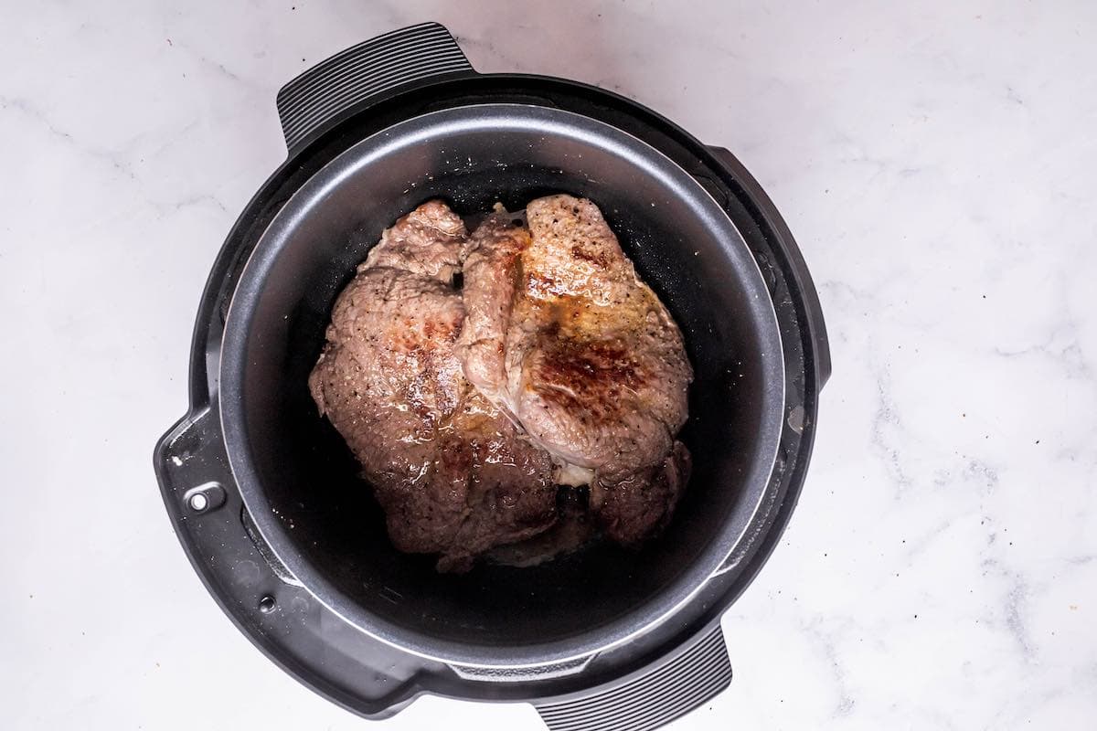 searing steak in the Instant Pot.