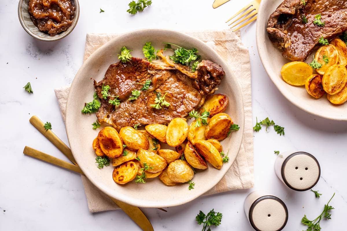 homemade Instant Pot steak with potatoes.