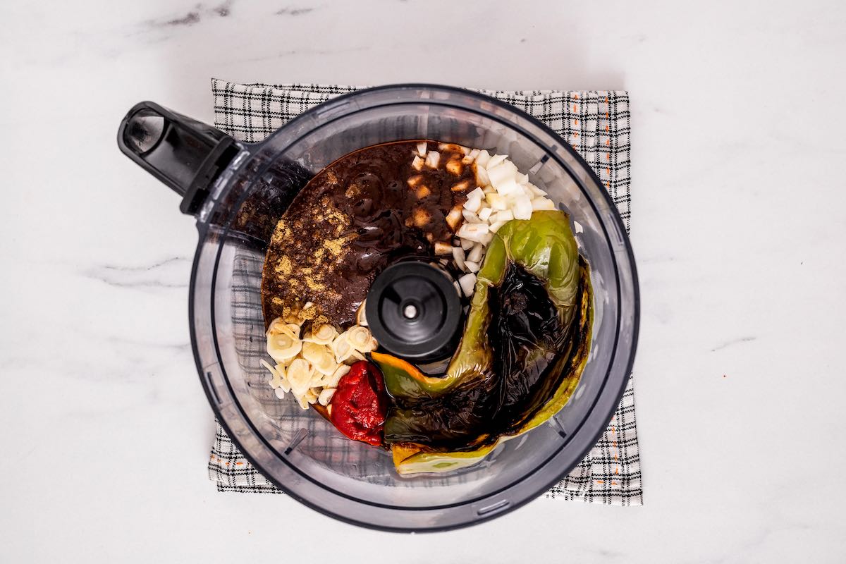 chipotle sauce ingredients in a blender.