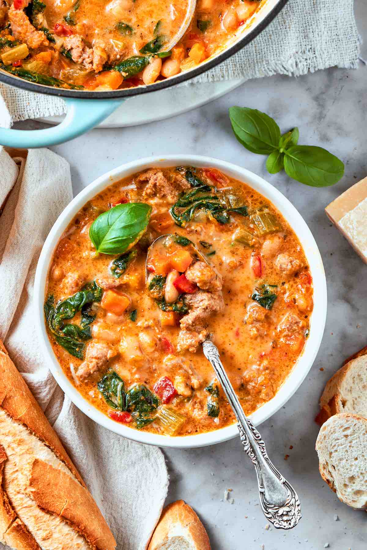 Italian sausage and bean soup.