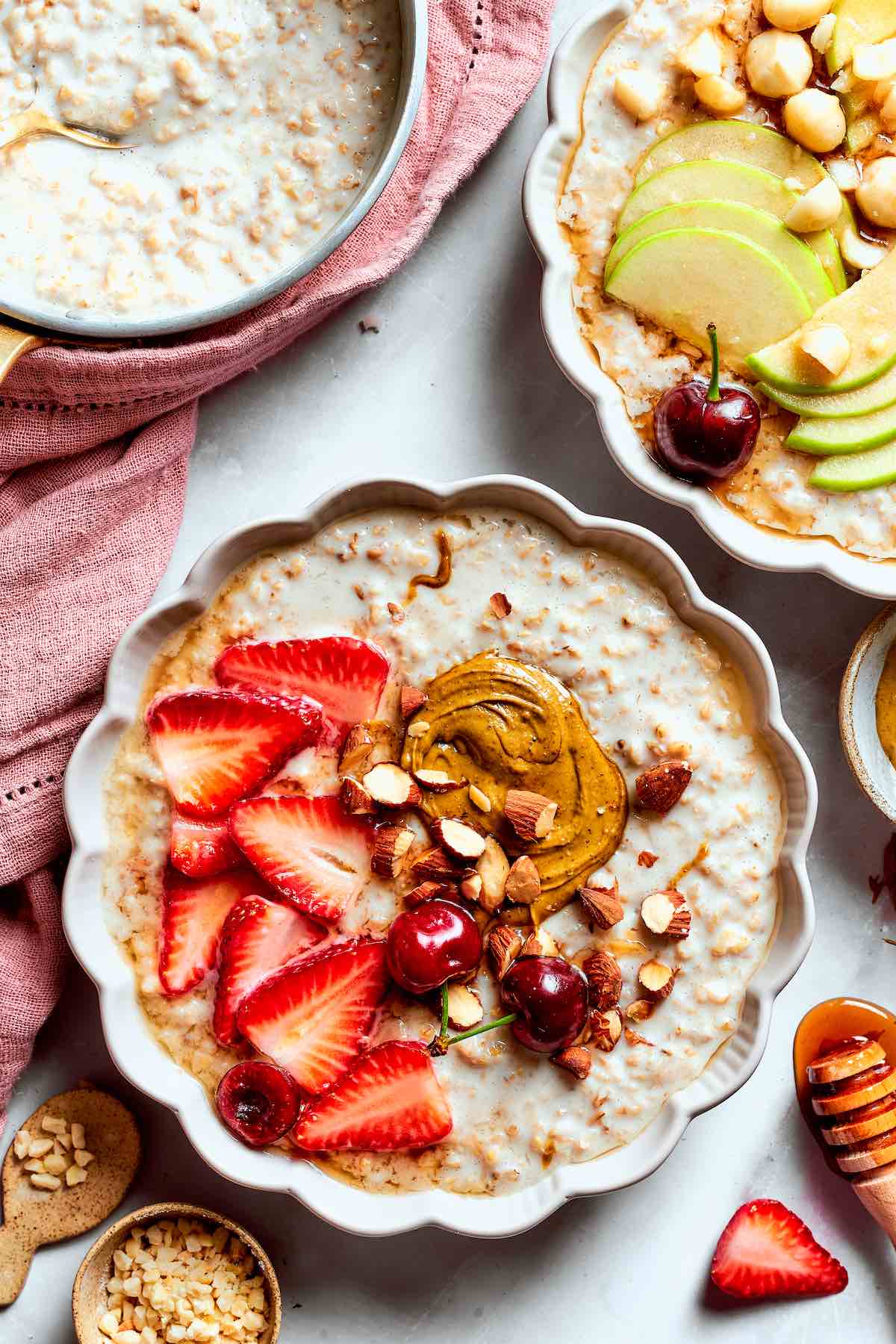 bowl of overnight steel cut oats.