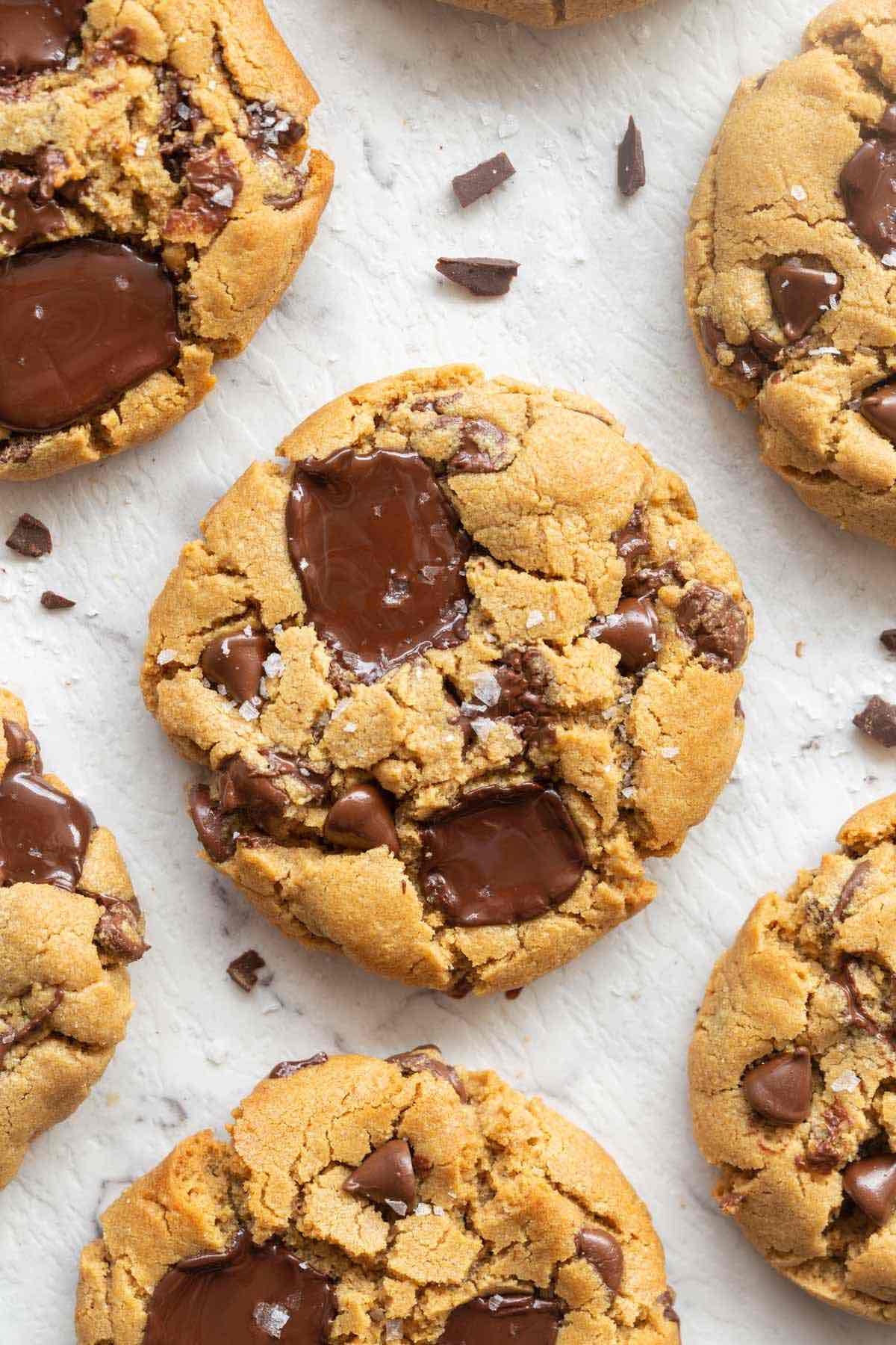 flourless peanut butter chocolate chip cookies.