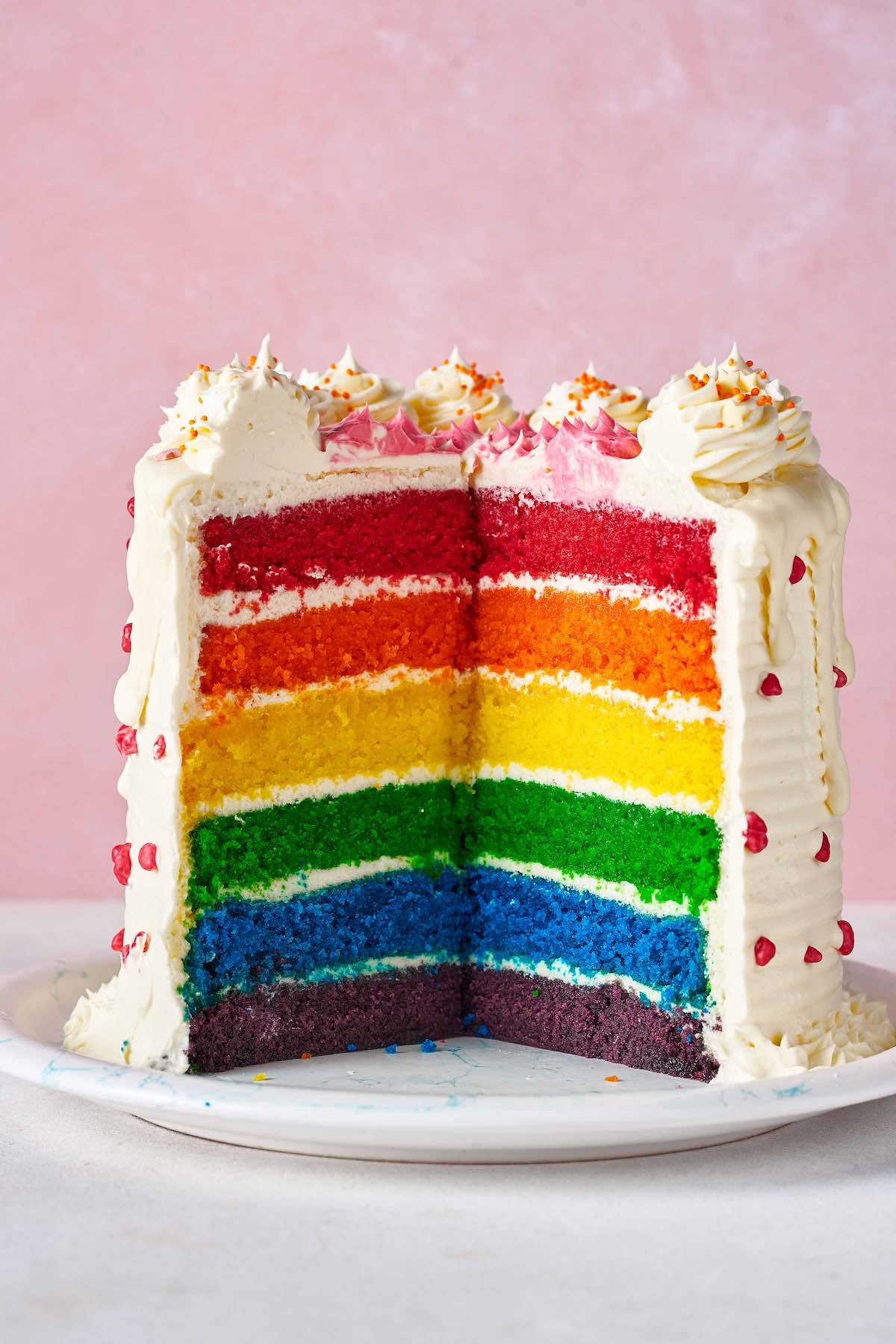 homemade rainbow cake.