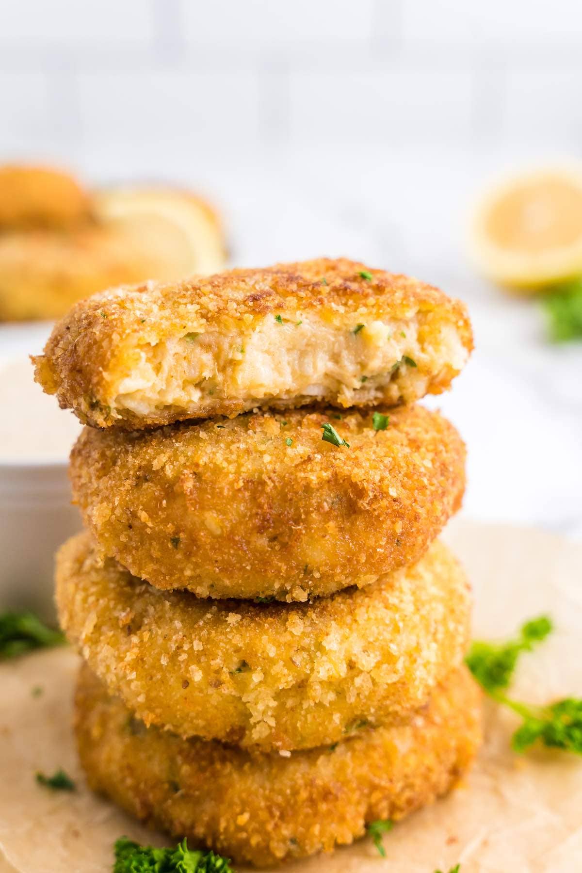 crispy salmon croquettes.