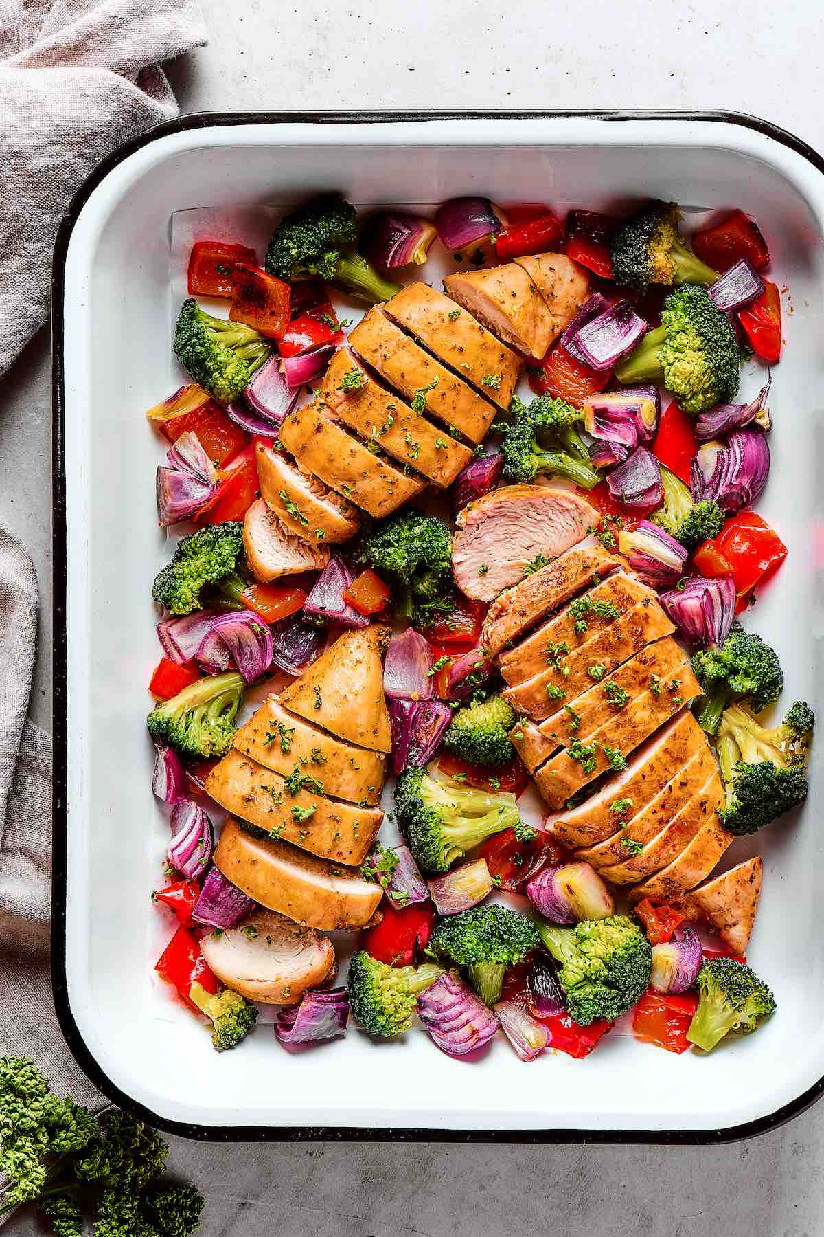 sheet pan chicken and veggies.