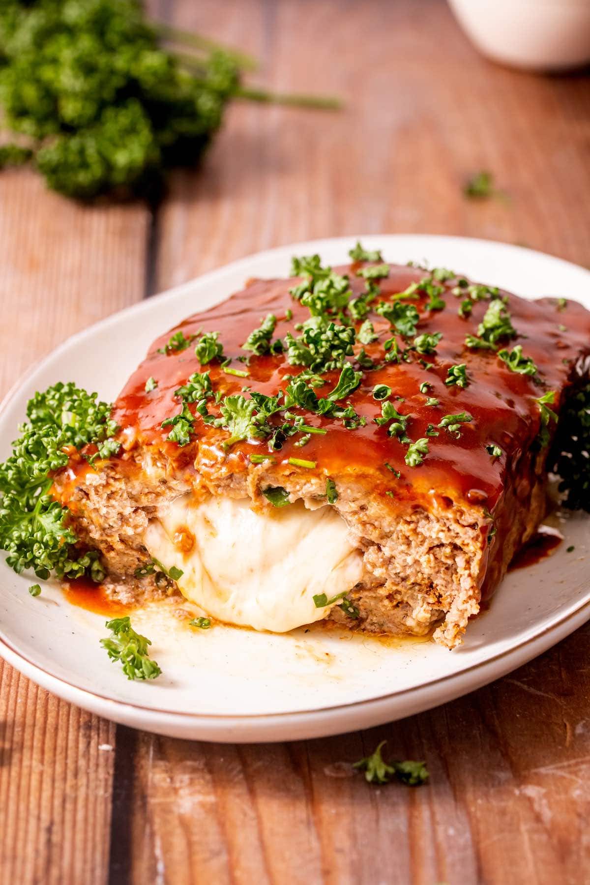 mozzarella stuffed meatloaf.