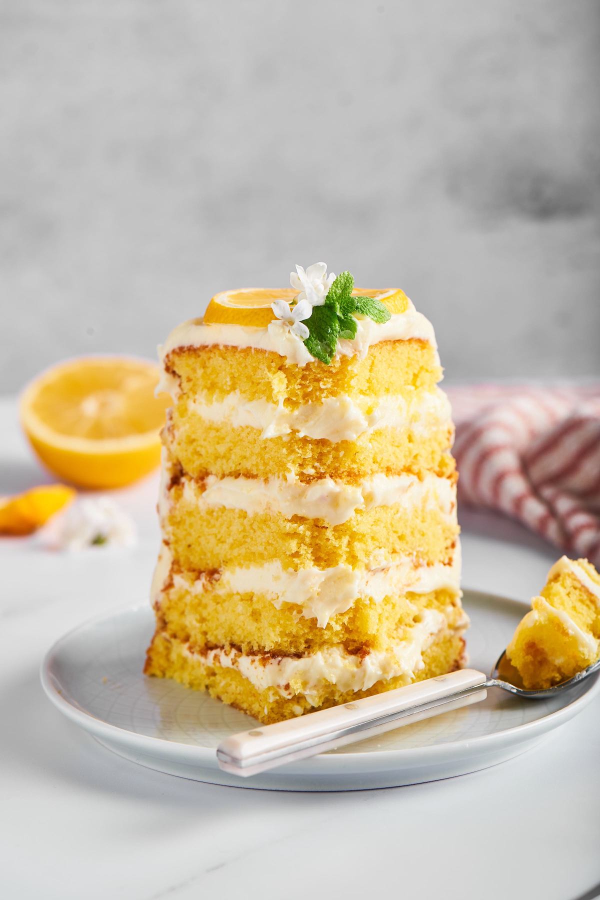 slice of vegan lemon cake.