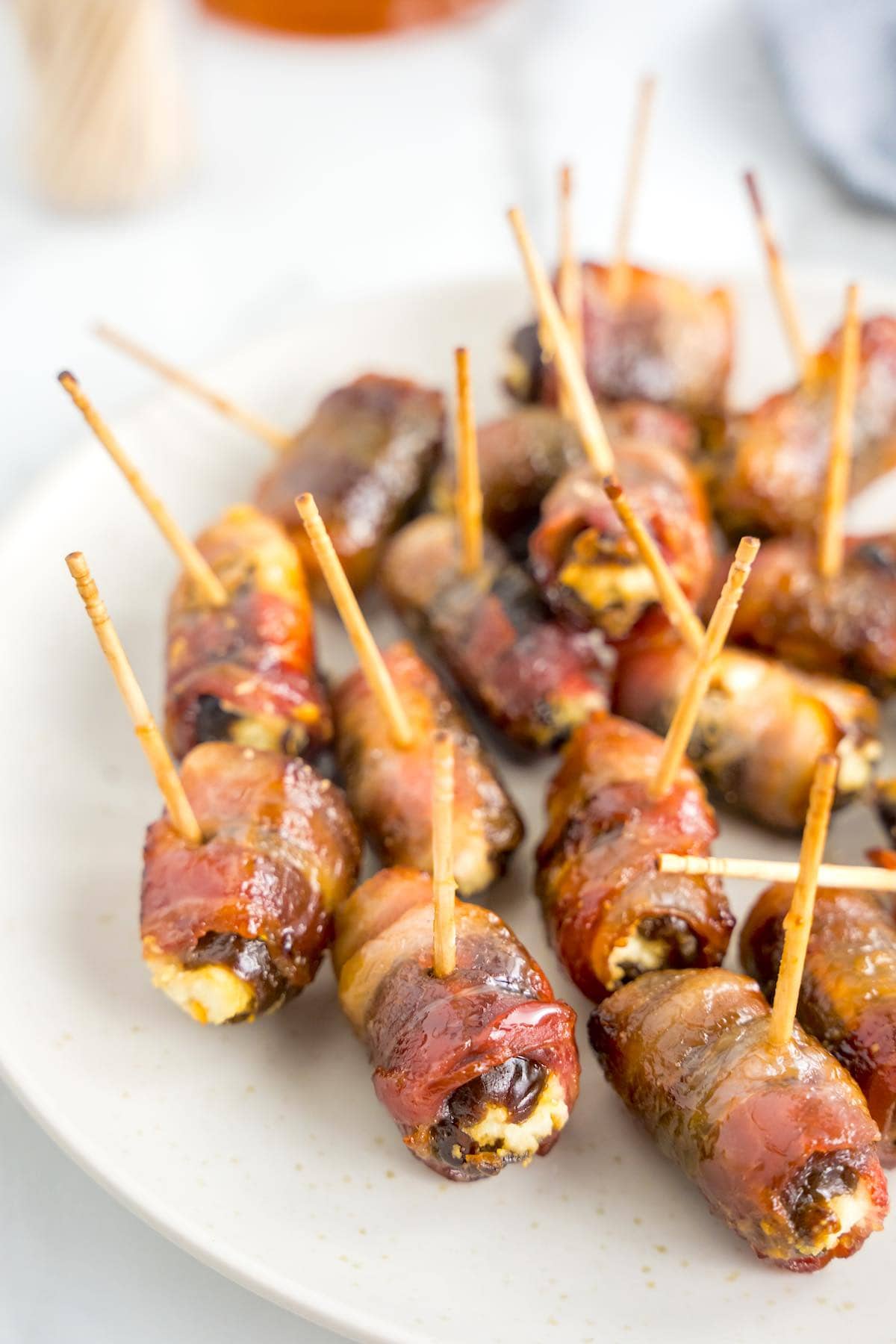 plate of bacon wrapped dates.