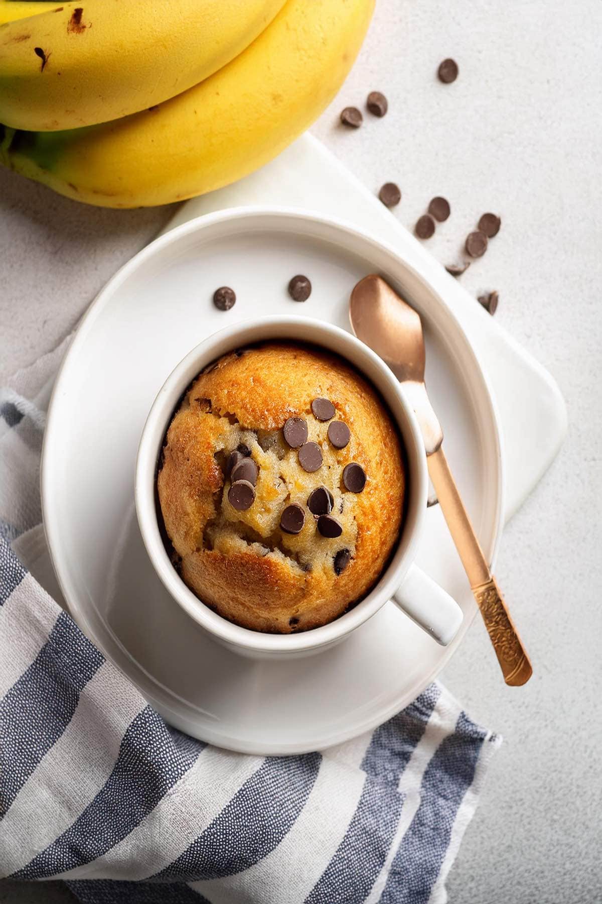 banana bread in a mug.