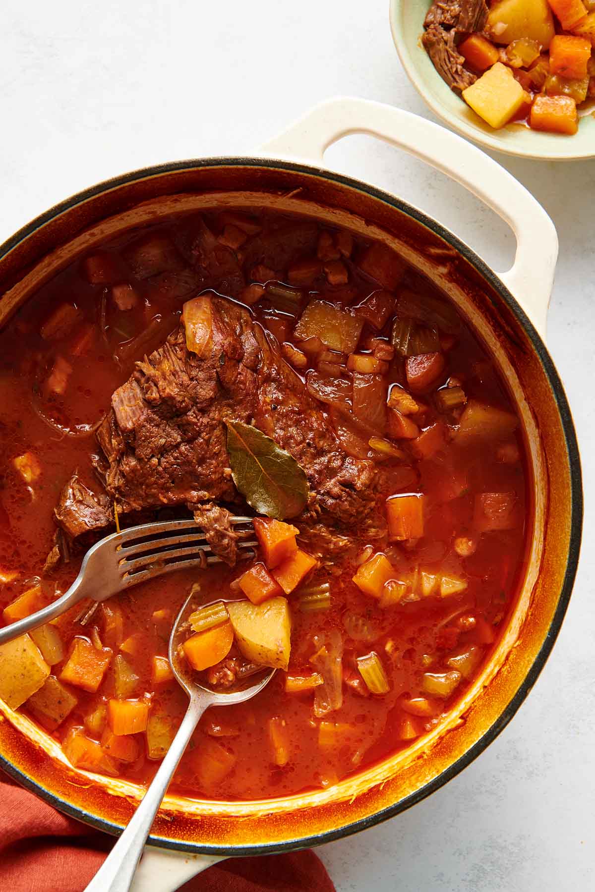 Dutch oven pot roast.