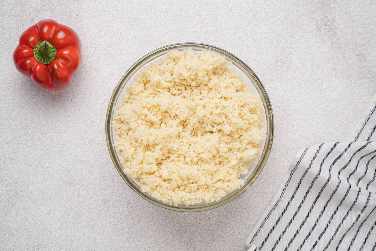 fluffed couscous in a bowl.