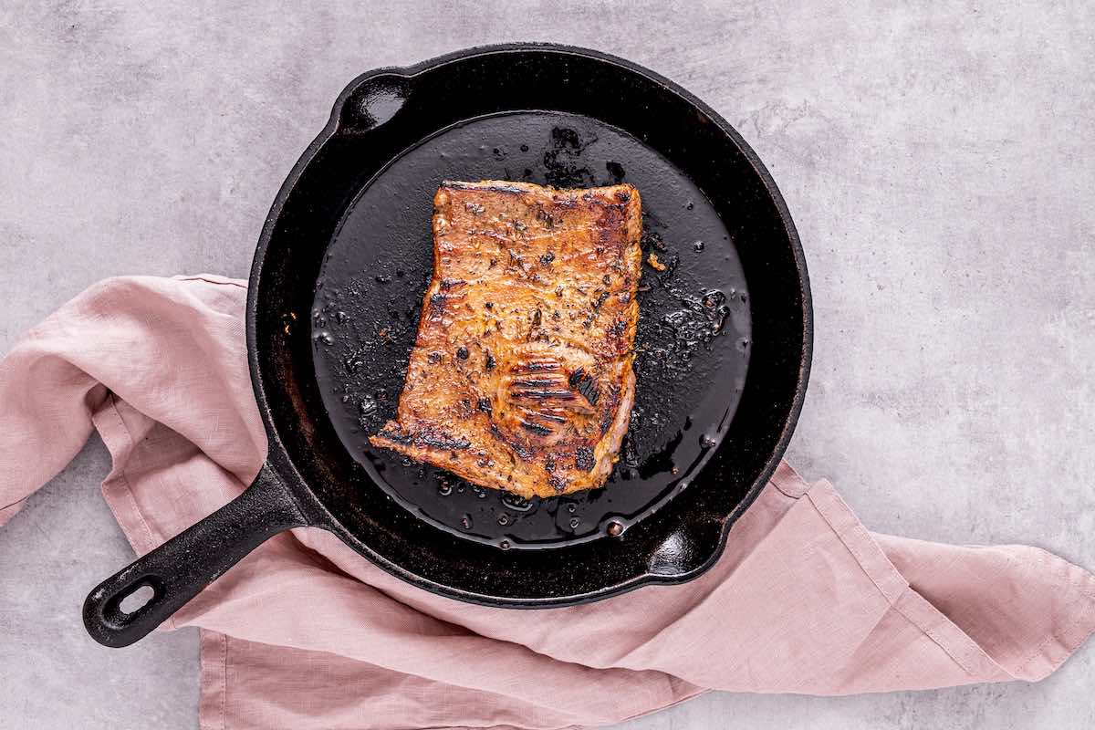 pan seared skirt steak.