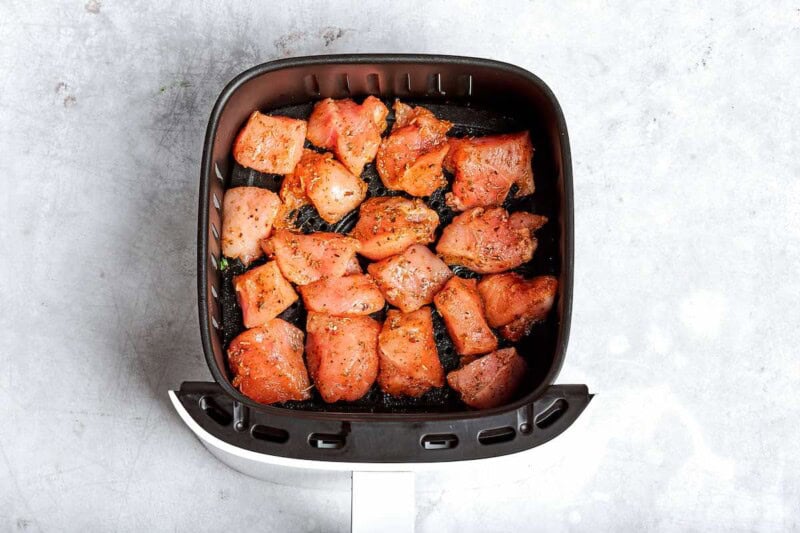 raw chicken bites in the air fryer.