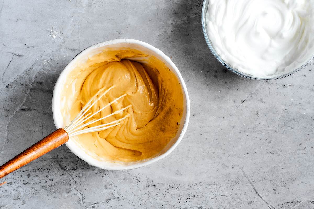 pancake batter in a bowl.