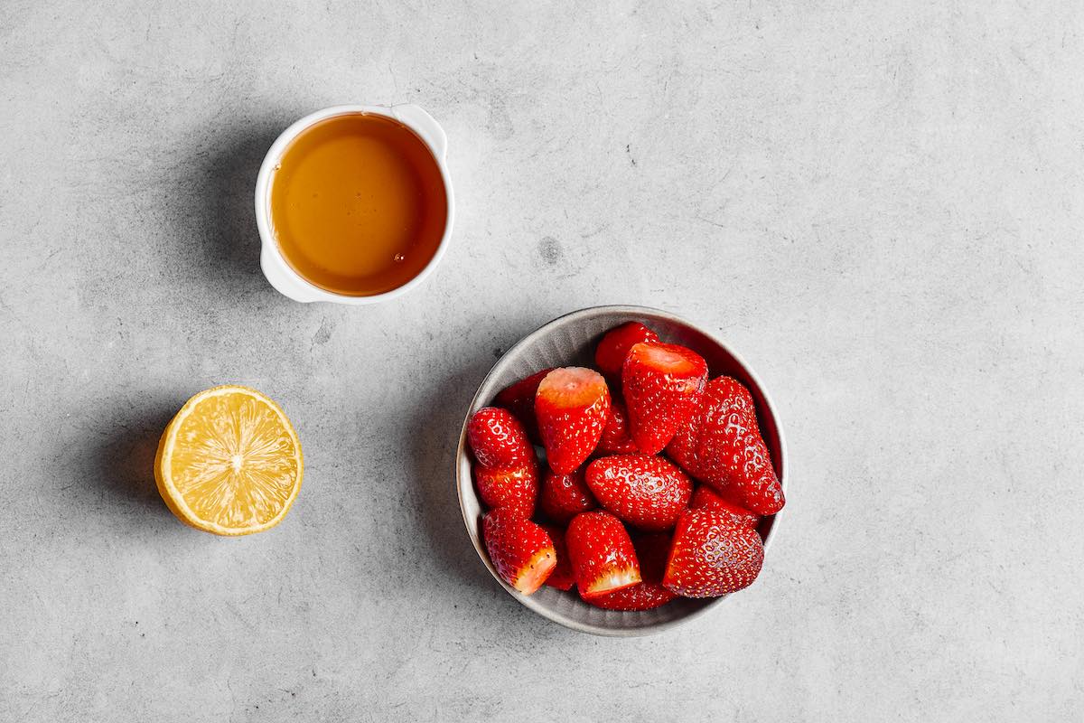 strawberries, honey, and lemon juice.