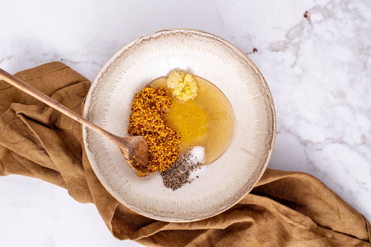 mustard sauce ingredients in a bowl.