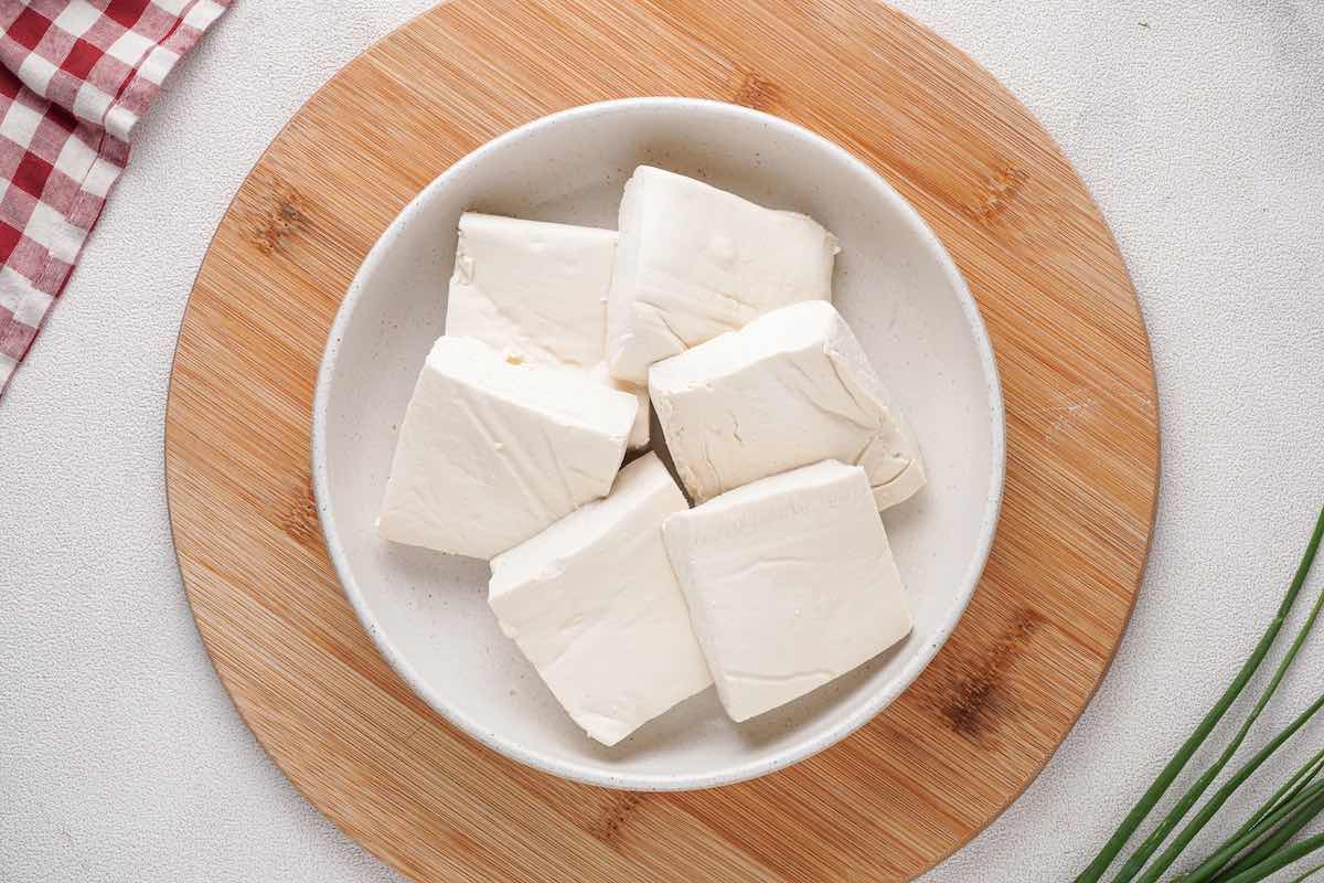 raw tofu in a bowl.