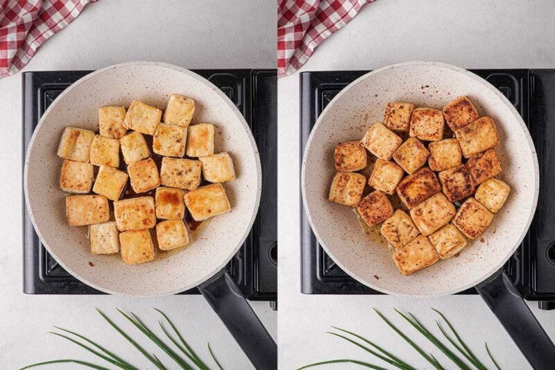 pan frying tofu.