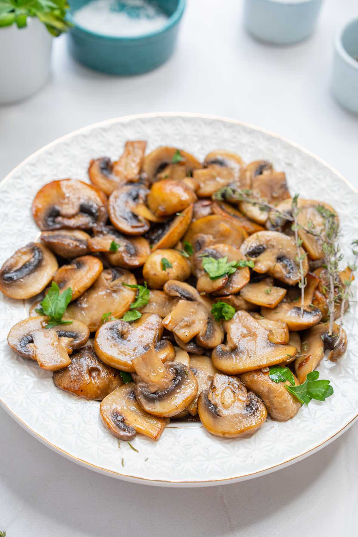 mushroom saute on a plate.