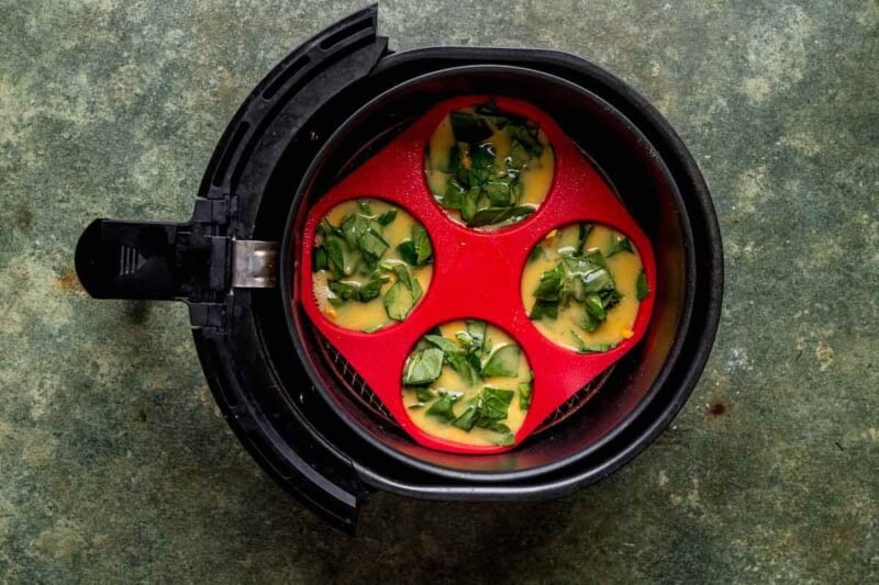 uncooked egg bites in the air fryer.