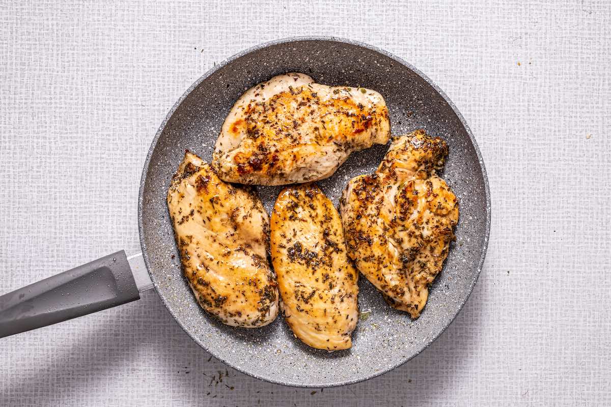 pan-seared seasoned chicken breast.