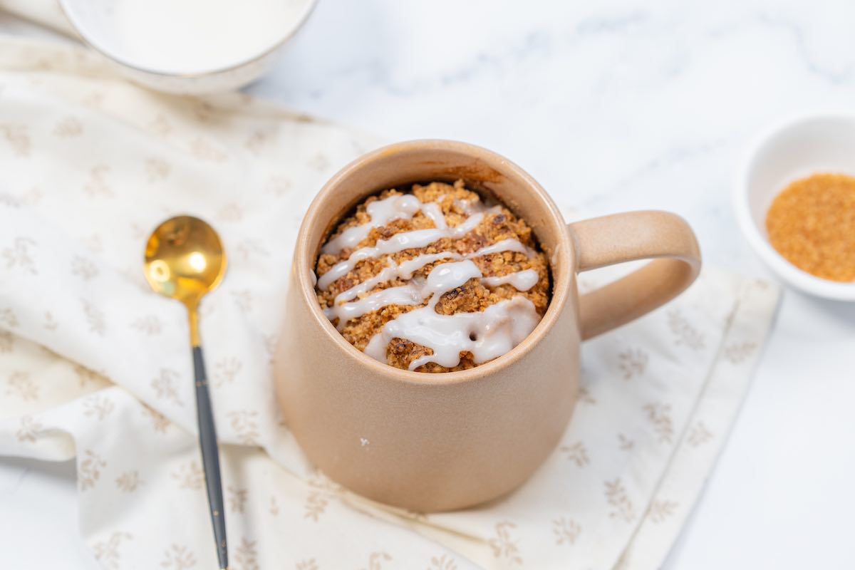 homemade glaze on mug cake.