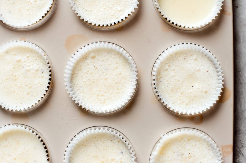 egg white mixture in muffin tin.