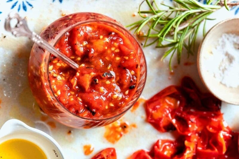 blended fire roasted tomatoes.