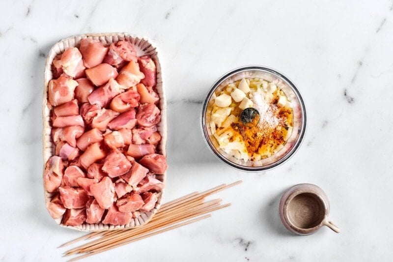 marinade ingredients in a food processor.