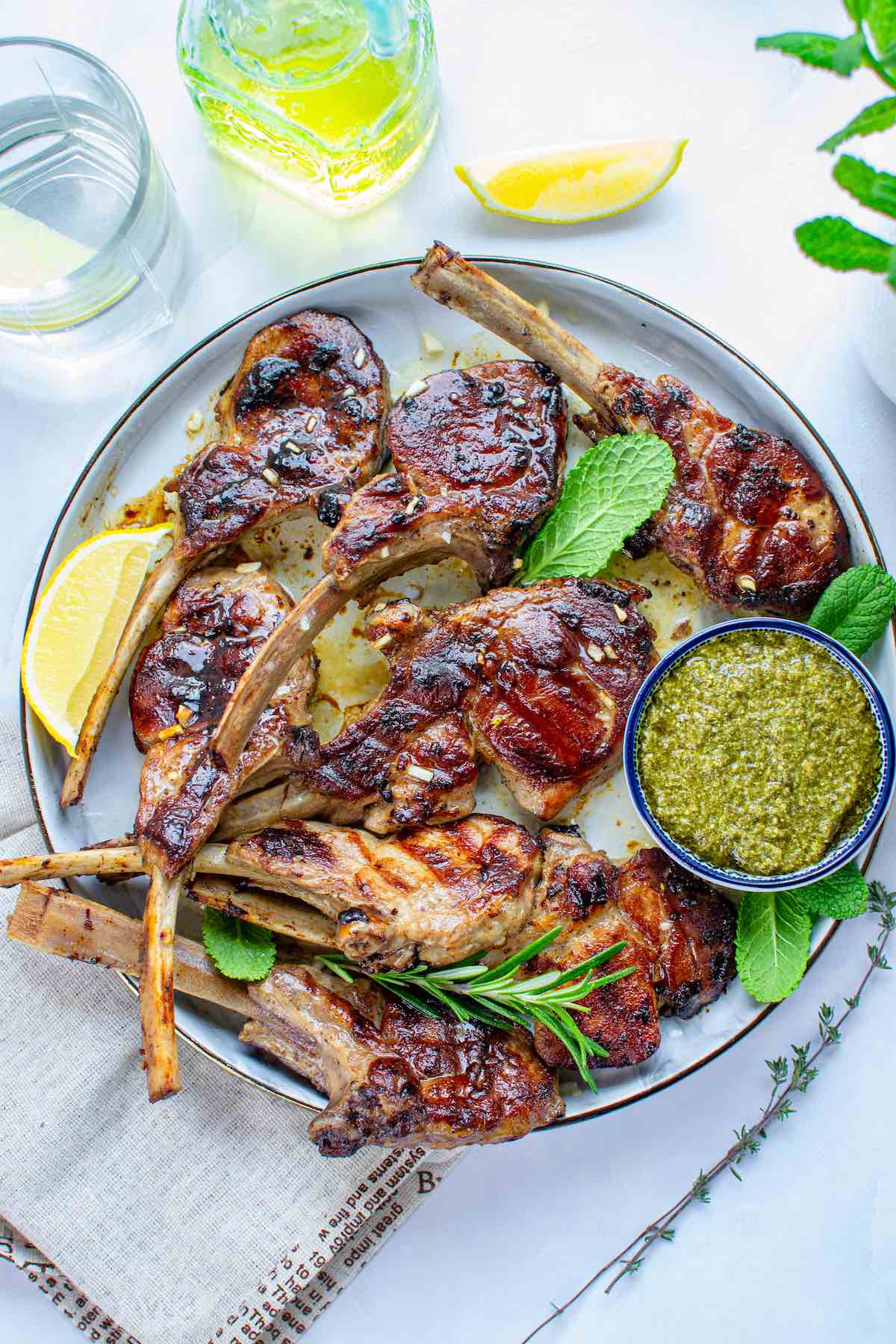 lamb chop marinade on lamb chops.