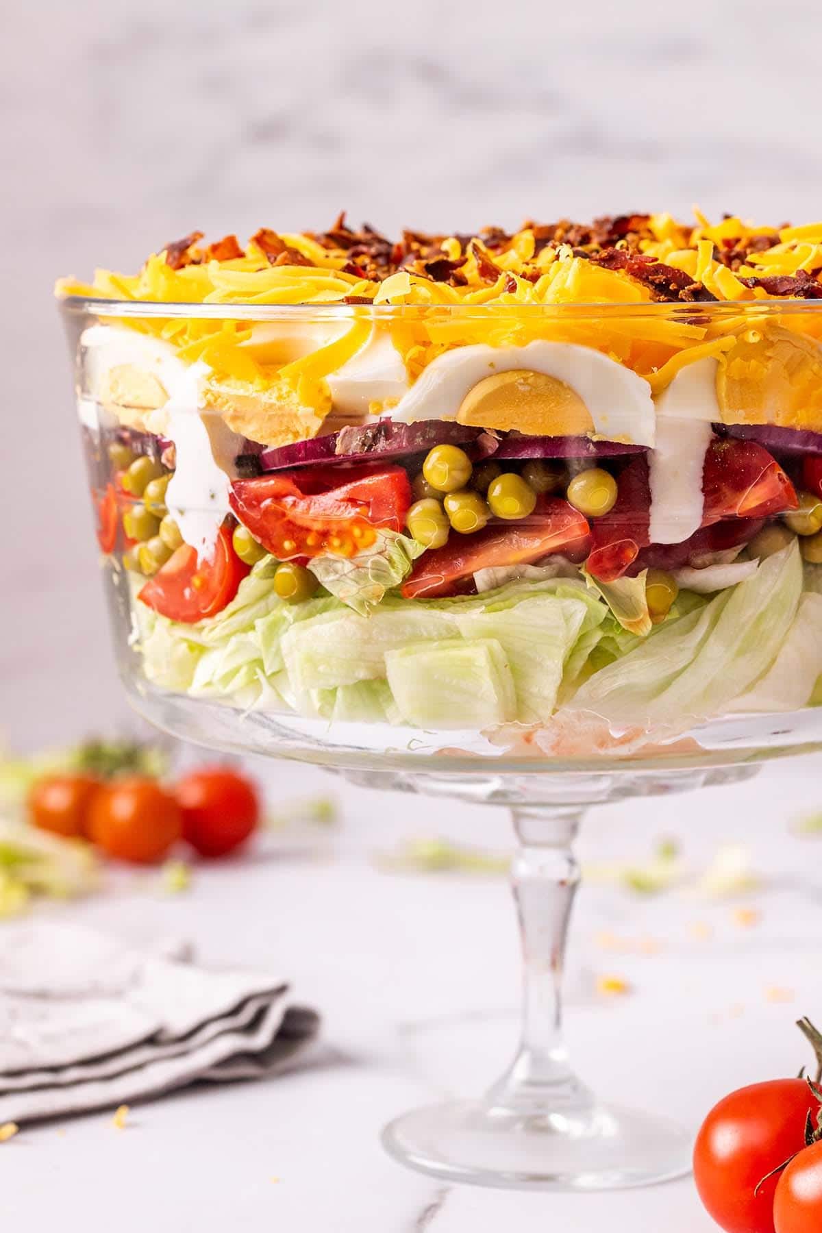 assembled seven layer salad.