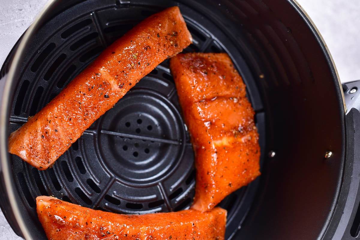 raw salmon in the air fryer.