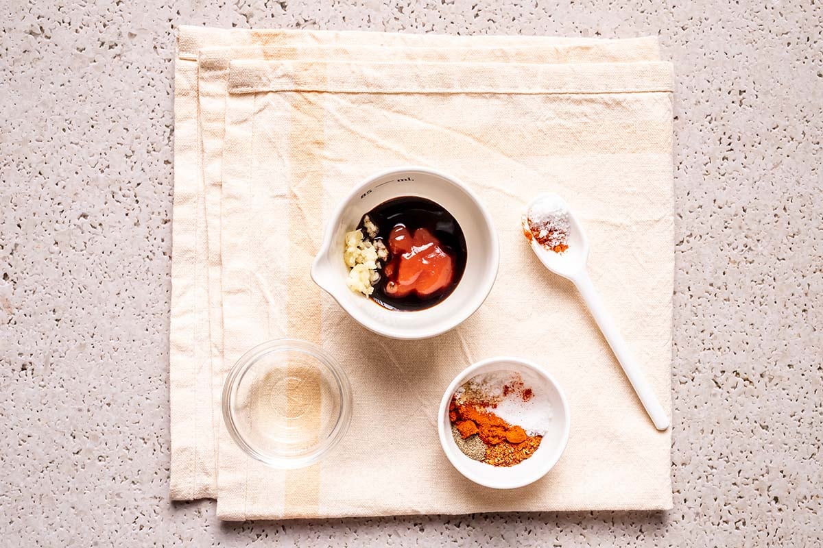 sauce ingredients in bowls.