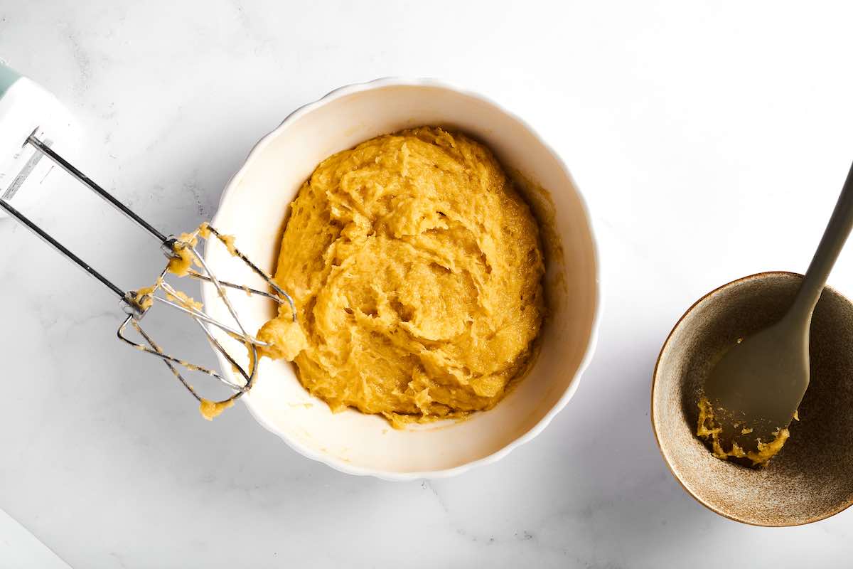 low carb dough in a stand mixer bowl.