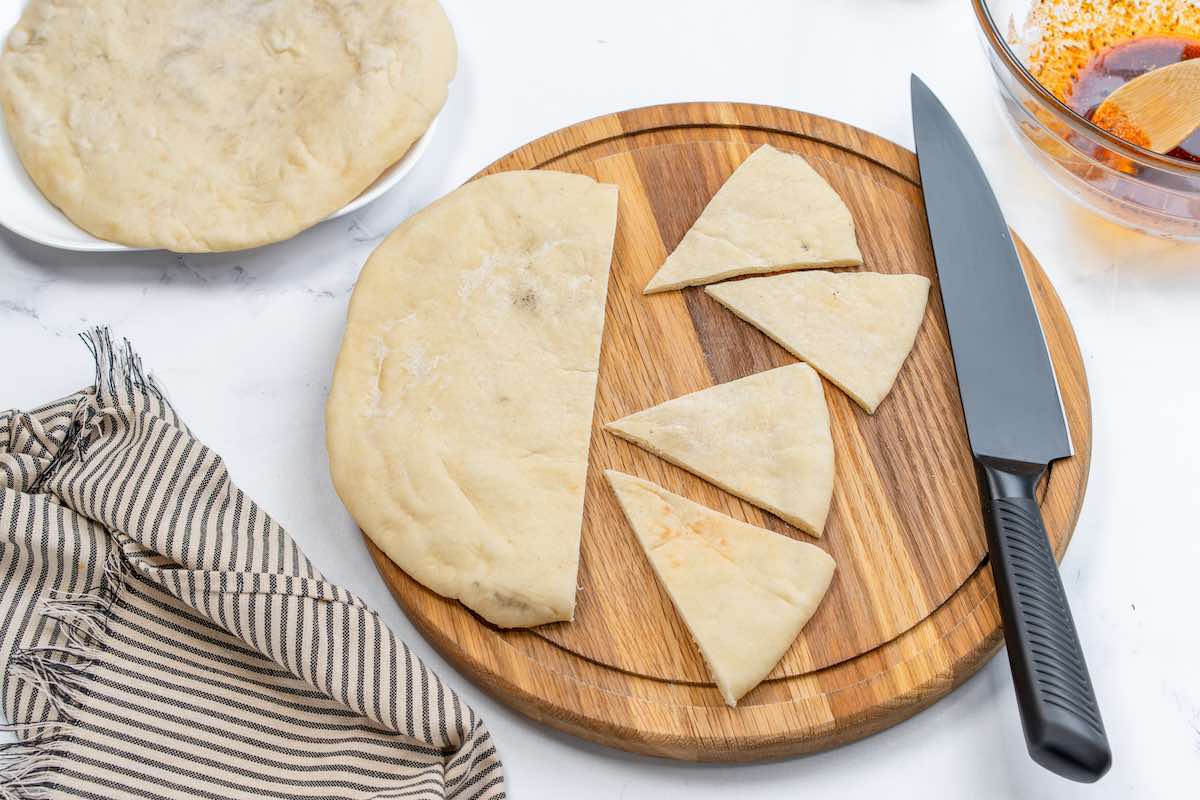 sliced pita rounds.