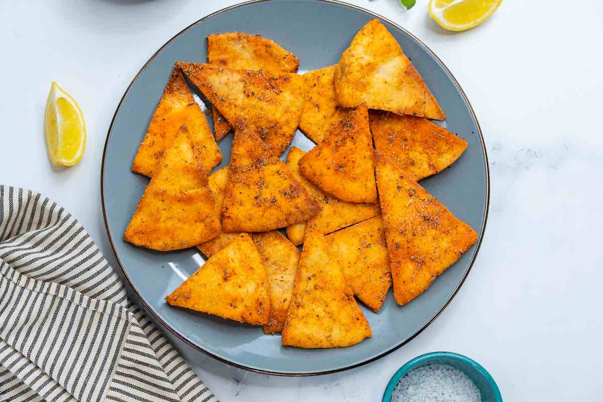 baked pita chips.