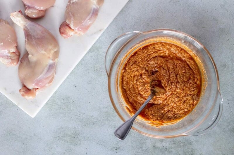 tandoori chicken marinade in a bowl.