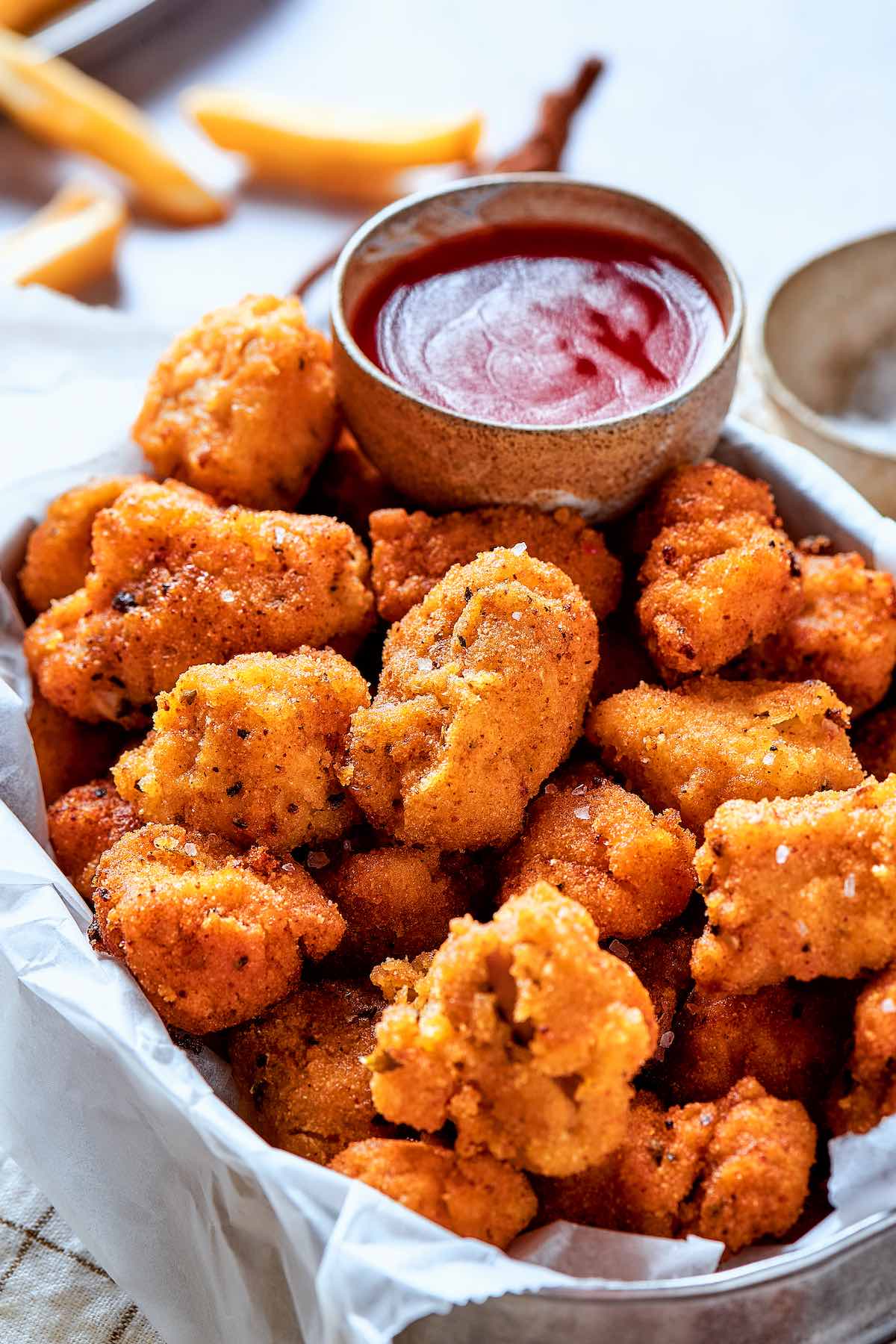 crispy popcorn chicken.