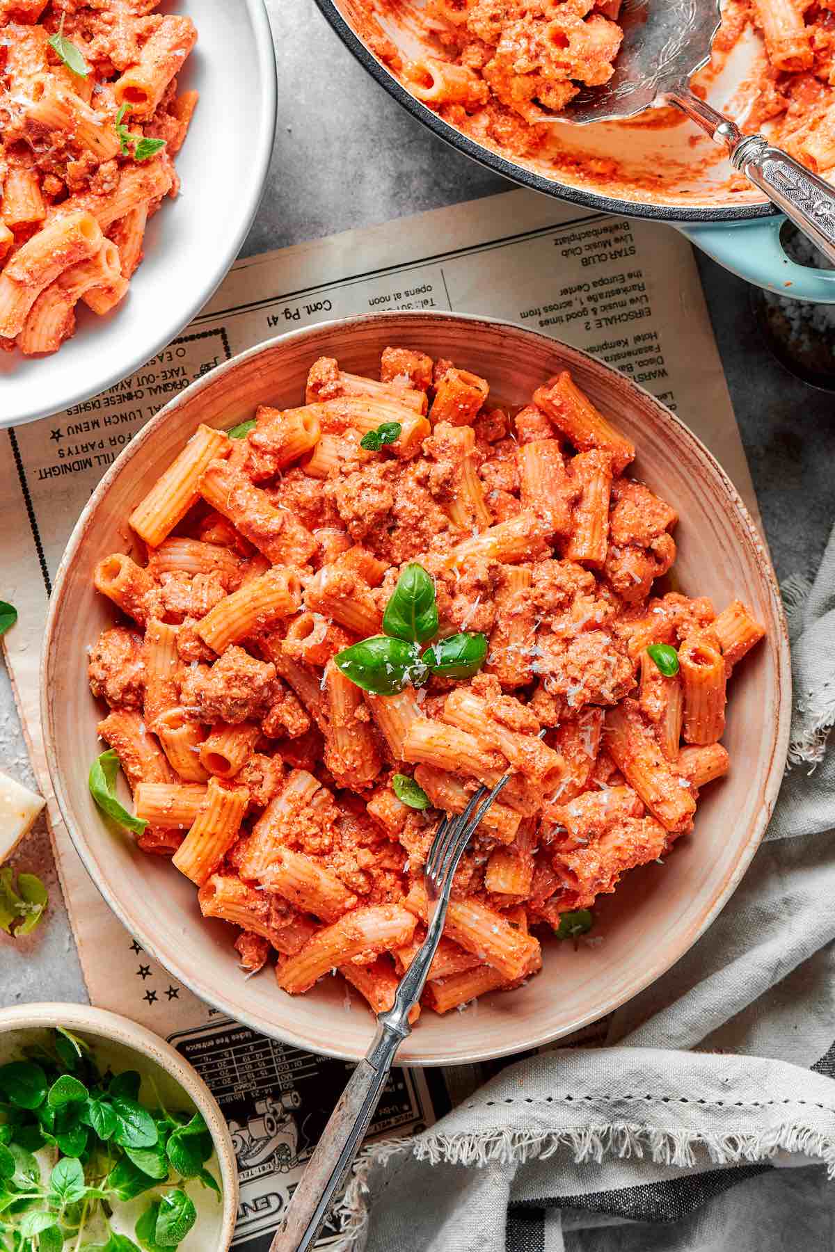 cottage cheese pasta sauce in a bowl.